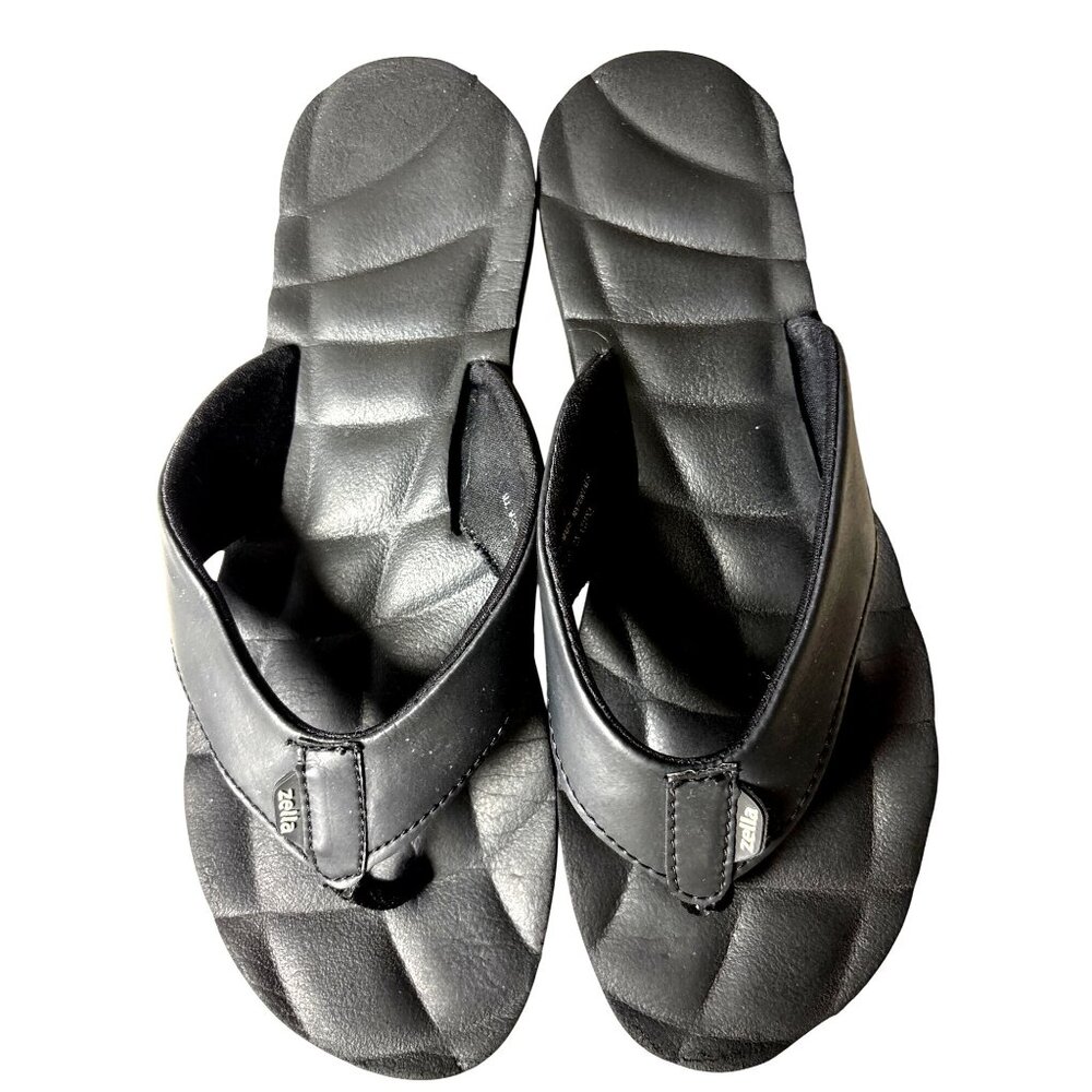 Zella Flip Flops Size 7 Black Lightweight‎ Gym Sandals Comfort Slides Beach - Picture 6 of 9